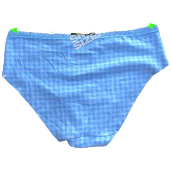 Hipster Lace Trim Panty Blue Gingham Plaid XXXL - Picture 15 of 16